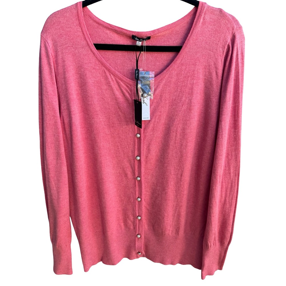 Vila Milano Coquette Balletcore Pearl Button Wool Blend Cardigan Sweater XL NWT
